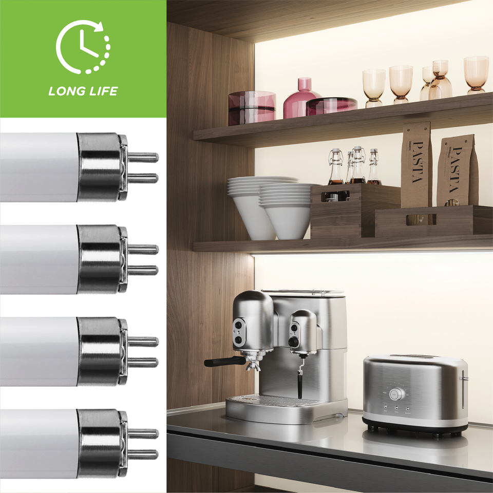 4-Pack 12" LED Tube Lights - 5W, 3000K Warm White, G5 Bi-Pin Base, Non-Dimmable (F8T5/30K) 2 thumbnail image