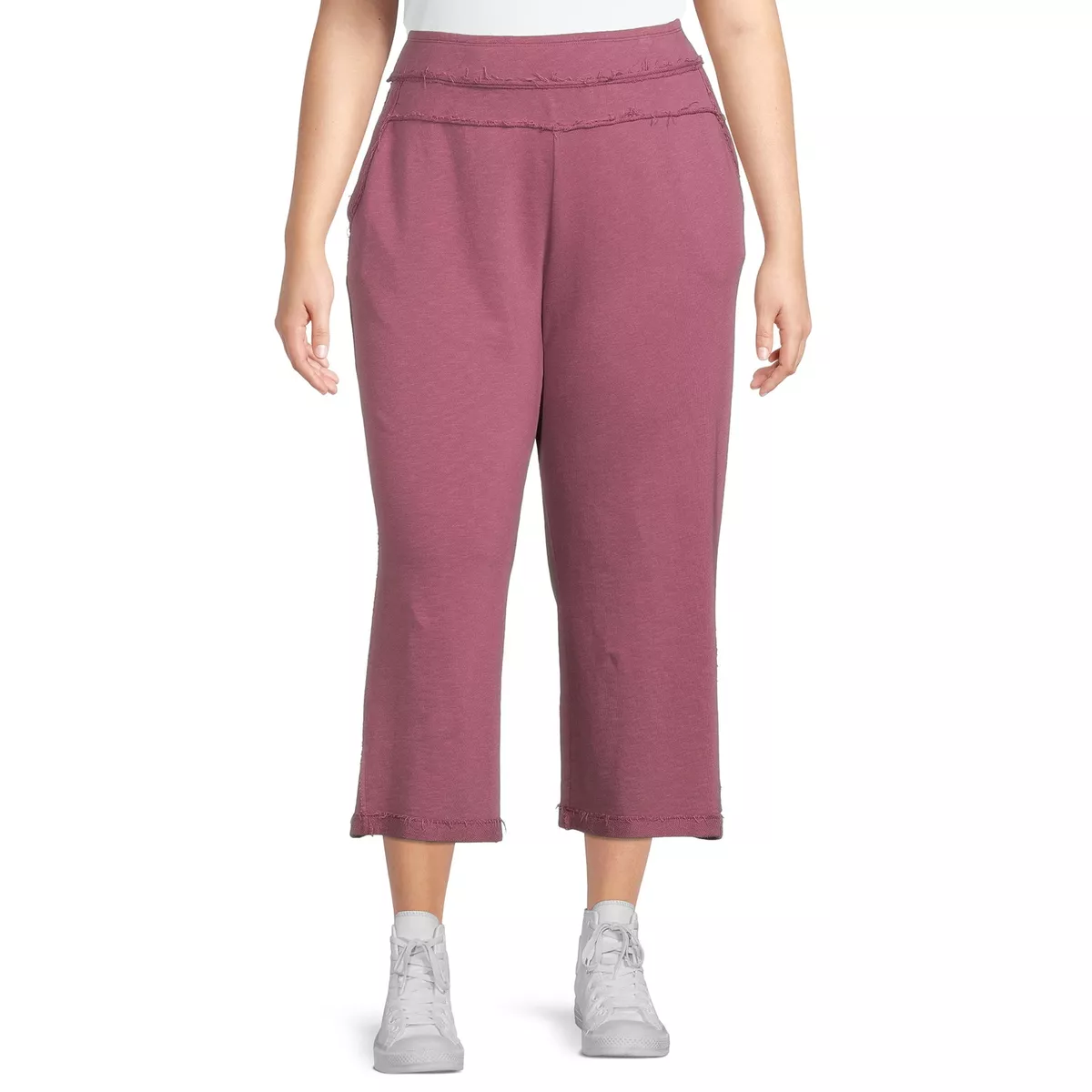 Terra & Sky Women's Plus Size Wide Leg Lounge Pants, Elegant Mauve, 1X