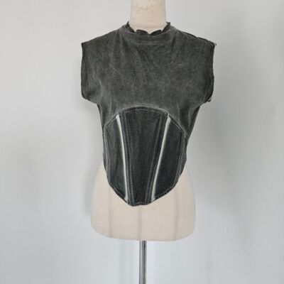 Dion Lee Grey Distressed Corset Top