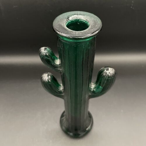 Vaso vintage Saguaro Cactus Bud - 8 pollici vetro verde deserto sud-ovest - Foto 2 di 9