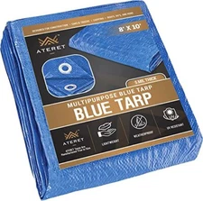 ATERET Multi-Purpose Blue Tarp Cover I Waterproof, 5-Mil Thick Plastic Poly