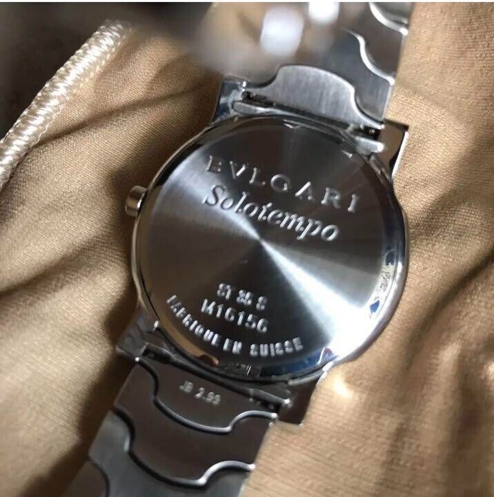 BVLGARI Solotempo ST35S 35mm SS Silver Black Quartz Battery BVLGARI Solotempo ST35S 35mm SS Silver Black Quartz Battery