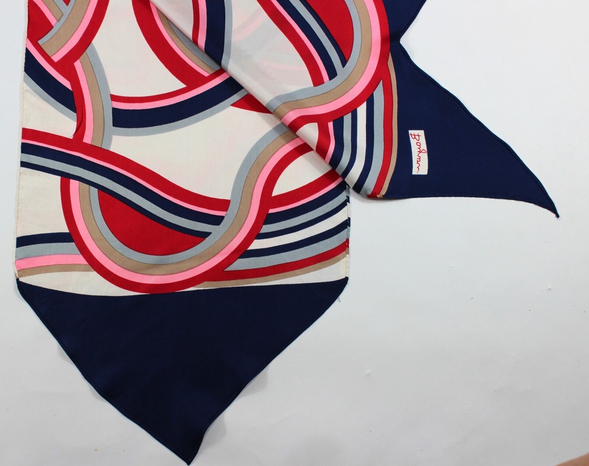 Foulard Vintage Bayron En Coton Fait Main - Multicolore, Motif Géométrique, Occasion Bon état