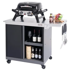 Royal Gourmet Movable Kitchen Island Cart with Stainless Steel Countertop Black