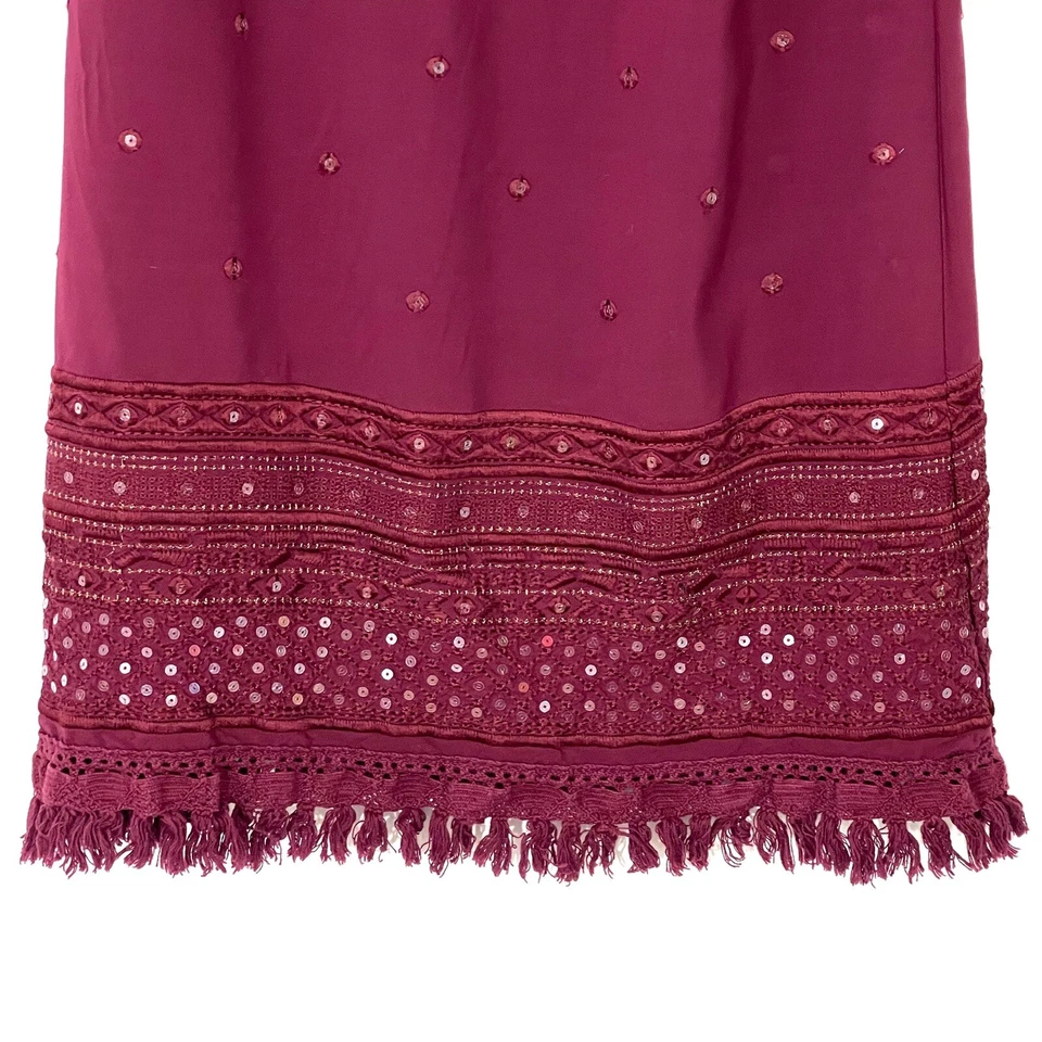 Vestido ajustado Chelsea & Violet para mujer talla XS rojo borgoña lentejuelas borla dobladillo Foto 3 de 4