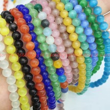 Cat Eye Round Beads 15" Cat's Eye Glass 4mm 6mm 8mm 10mm 12mm Loose Craft DIY