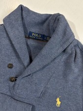 Polo Ralph Lauren Shawl Collar Sweater Men Large Blue Soft Cotton Knit S