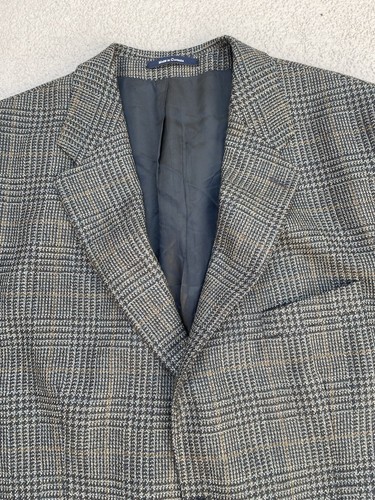Chaps Ralph Lauren Tweed Blazer Wool Glen Plaid Sport Coat Men 46R