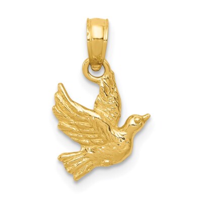 Real 14kt Yellow Gold Flying Dove Pendant