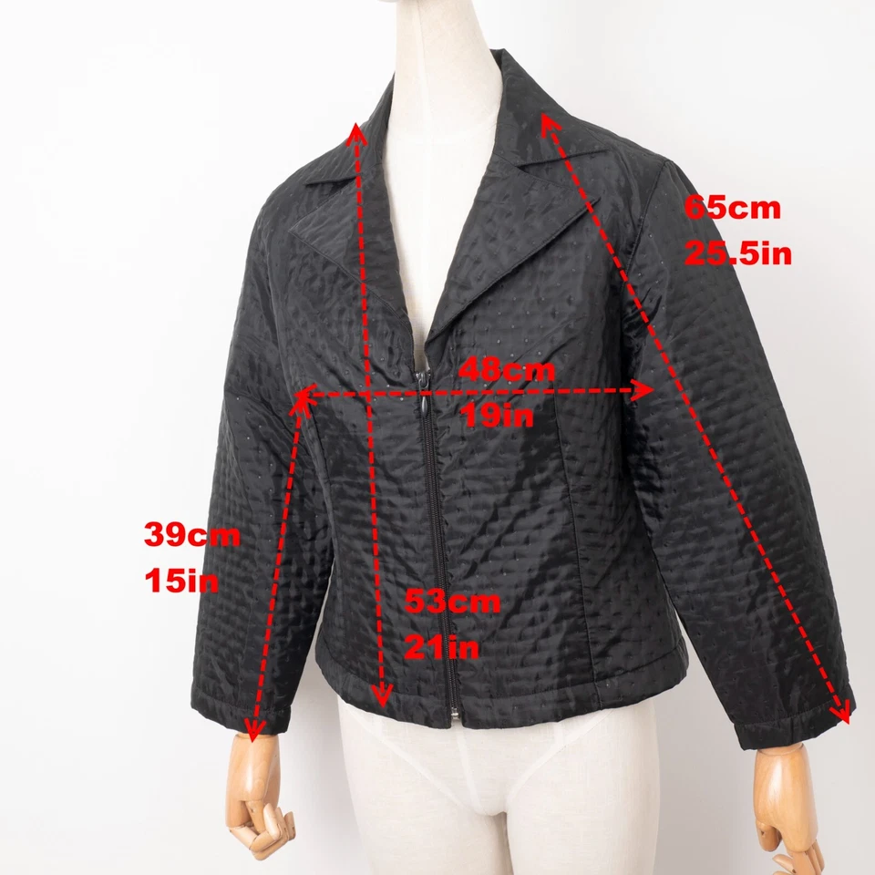 Chaqueta corta para mujer Anne Fontaine cremallera completa nailon aislada negra cuello en V 3/M Foto 3 de 4