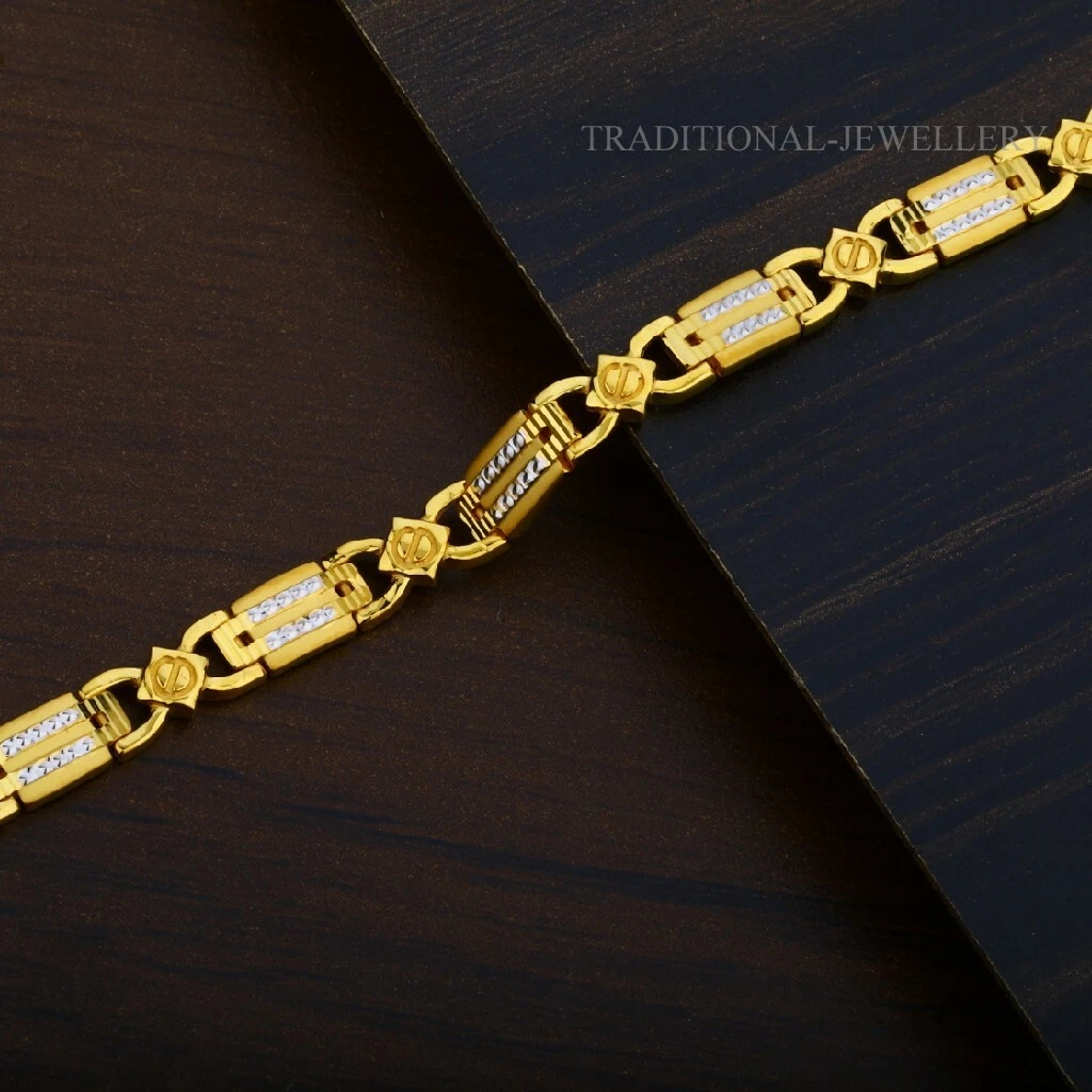 22K Yellow gold Men's Bracelet Beautifully handcrafted diamond cut design  25 | eBay