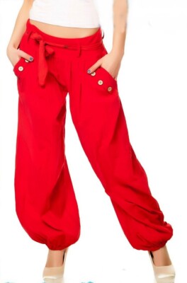 Sexy Miss Damen Stylische Pump Harems Pluder Aladin Sarouel Hose 34/36/38 Rot
