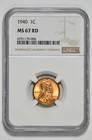 1940 1C Lincoln Wheat Cent NGC MS 67 RD