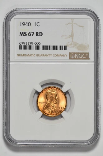 1940 1C Lincoln Wheat Cent NGC MS 67 RD