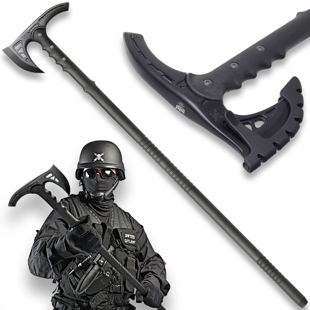M48 Kommando Survival Axe Hiking Staff | Fiberglass Handle | Cover