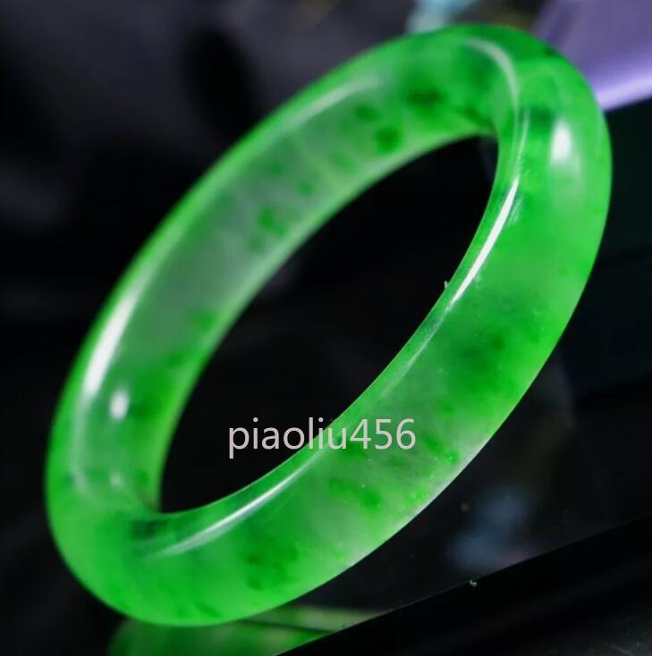 Certified Rare Natural Grade AAA Icy Green Burmese Jade jadeite bracelet 57-58mm