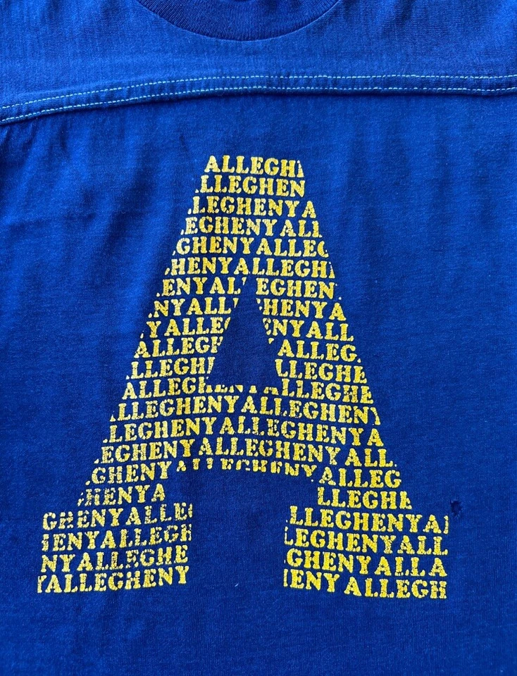 Camiseta deportiva universitaria vintage de los 80 Collegiate Pacific Allegheny M azul 3/4 Foto 4 de 4