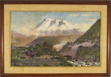 Pintura al óleo original de Emilio Moncayo (ecuatoriano 1895-1970) montañas de los Andes