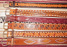 Western Justin  Assorted Buckstitch/Tooled Leather Belts 6 pc Size 28 NEW