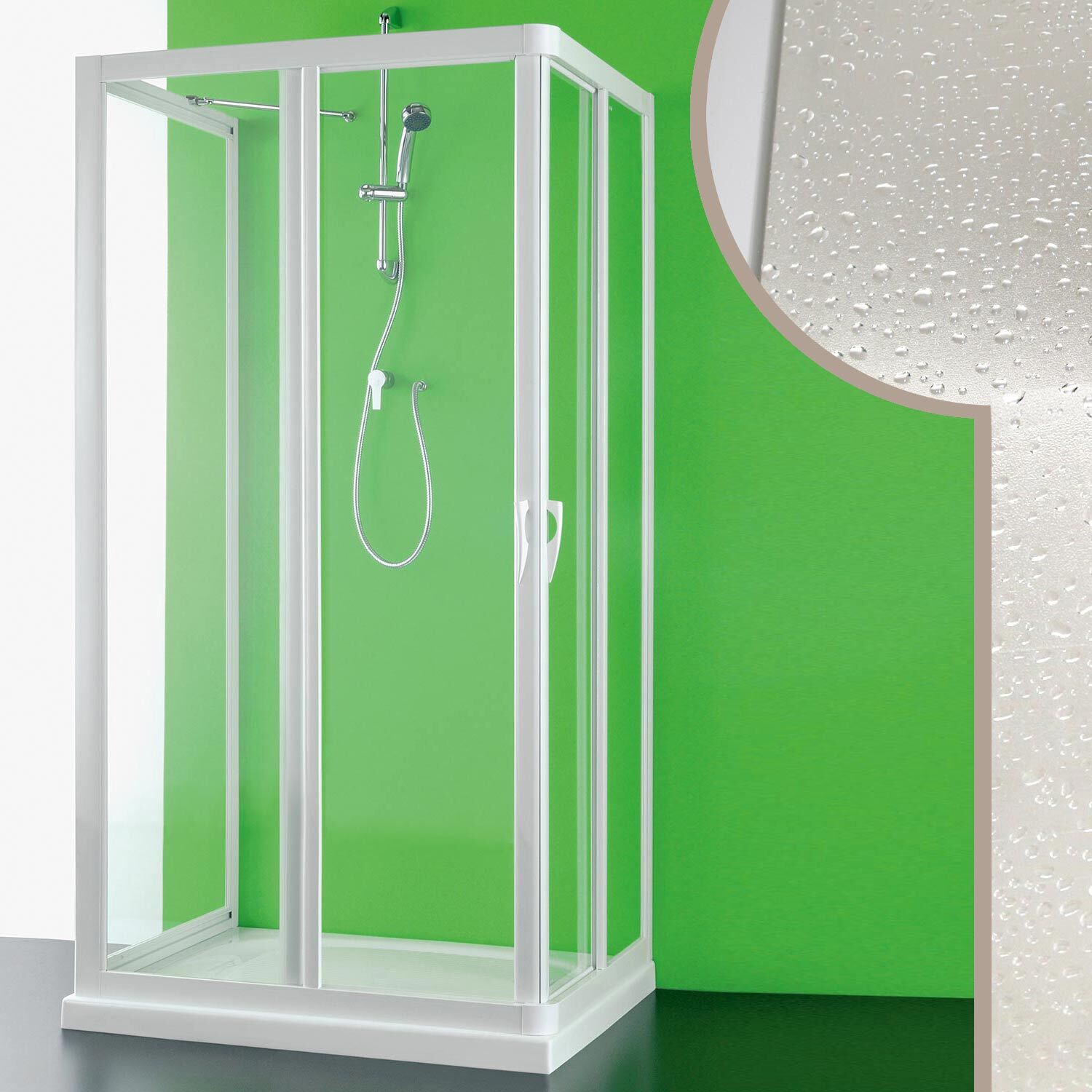 BOX DOCCIA CABINA 3 TRE LATI 70x70x70 CM PVC ACRILICO 2 ANTE SCORREVOLI CENTRALE