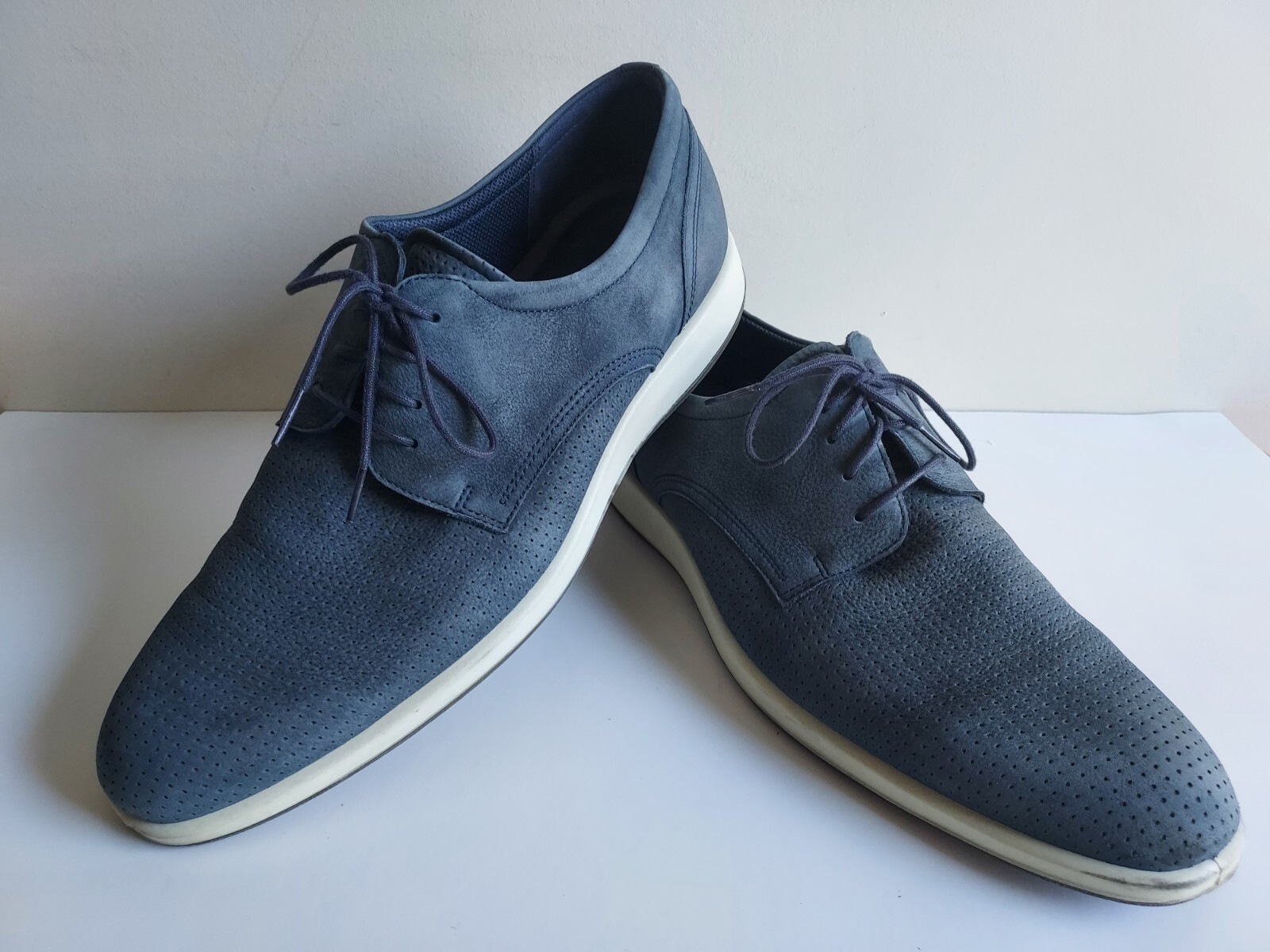 SAOLA Scarpe Oxford da uomo Ecco Jared cravatta moderna taglia EU 46 US 12 grigie pelle nabuk in perfette condizioni