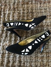Escada NEW VTG 80's Black White Not so Classic Slingback Designer Pumps 5 B