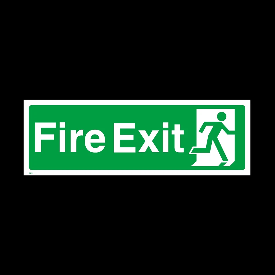 SAFETYSIGNS&STICKERS Fire Exit Here Sign, Sticker - All Sizes & Materials - Emergency (EE75)