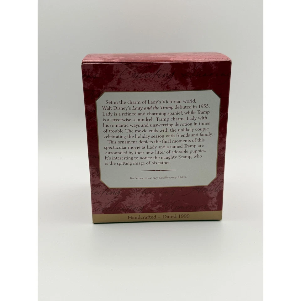 Hallmark 1999 Dama y el Vagabundo Familia Retrato Recuerdo Ornamento Perros Disney Foto 2 de 4