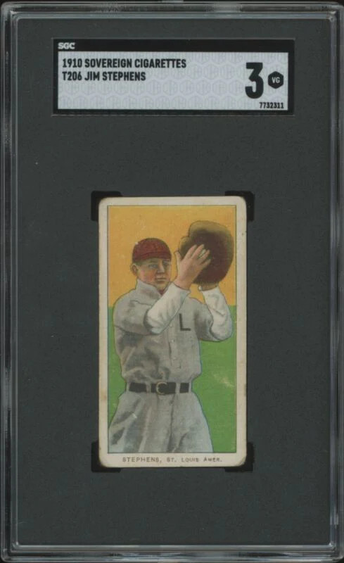 1909 T206 JIM STEPHENS VG SOVEREIGN 350 SGC 3 BASEBALL ST. LOUIS BROWNS