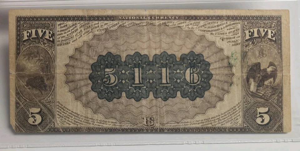 1882 Brown Back $5 Fletcher NB Indianapolis, IN Ch 5116 National Banknote PMG 25 - Image 4 of 4