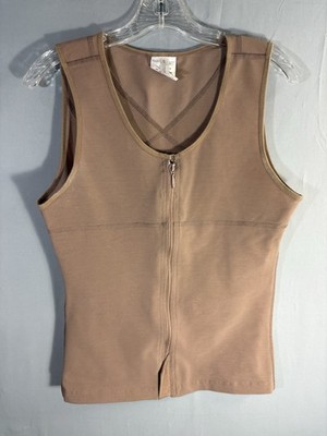 Shape Concept Shapewear Vest M Tan Zip Front Compression Tank Colombian