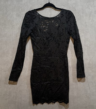 Forever 21 Black Sheer Lace Dress Small Witchy Whimsy Goth Sexy Party Romantic