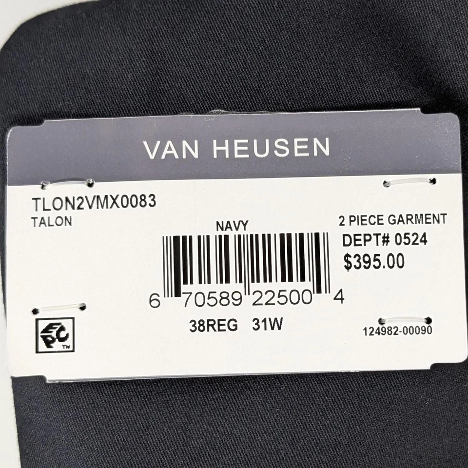 Van Heusen Men's Classic-Fit 2 Piece Stretch Suit Jacket 38 R Pants 31 x 32 Navy - Image 4 of 4