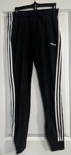 Adidas Womens Athletic/Work Out Pants--Tapered Leg/Pockets--Black/White--small