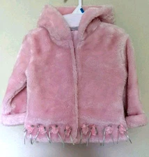 New Girls Dressy Coat Jacket B.T. Kids 24 M Pink Fuzzy Flowers Embellish Cute!