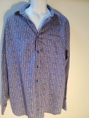 johnson and murphy mens Shirt Long Sleeve Xl With Martini Glass Design Blue