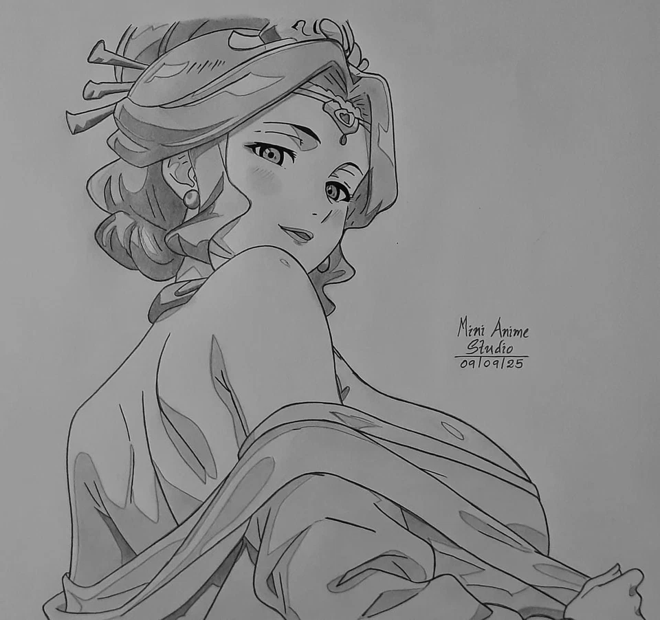 Obra de arte Gyokuyou Waifu 100 % dibujada a mano | Diarios de boticario | Fan Art único Foto 2 de 4