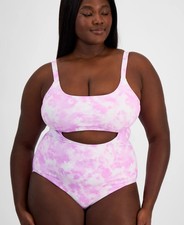 California Waves Cutout One Piece Swimsuit Sunrise Lavender Plus Size Women's 1X