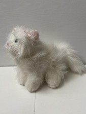 Ganz Webkinz Persian Cat HM110 White Plush Blue Eyes Pink Bow Retired