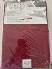 Origins 52” Square Ruby Red Microfiber Tablecloth Easy Wipe Clean New