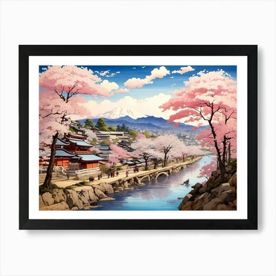 Sakura Blüten 1 Kunstdruck gerahmt Wandbild Poster Leinwanddruck Bild