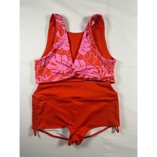 Victoria's Secret PINK Active Reversible Bikini Set Orange Pink Tropical Medium