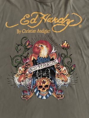 Ed Hardy by Christian Audigier Graphic Long Sleeve T-Shirt Army