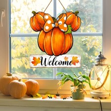 Fall Pumpkin Welcome Door Sign, Wooden 11 x 12.2 inches, Pumkin
