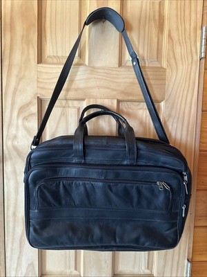 Samsonite Royal Traveler Black Leather Briefcase Laptop Messenger Shoulder Bag