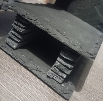  Schieferhöhle Versteck Fisch Braten Plec Pleco Krabbe Garnelen Aquarium Deko 10x6 geschlossen