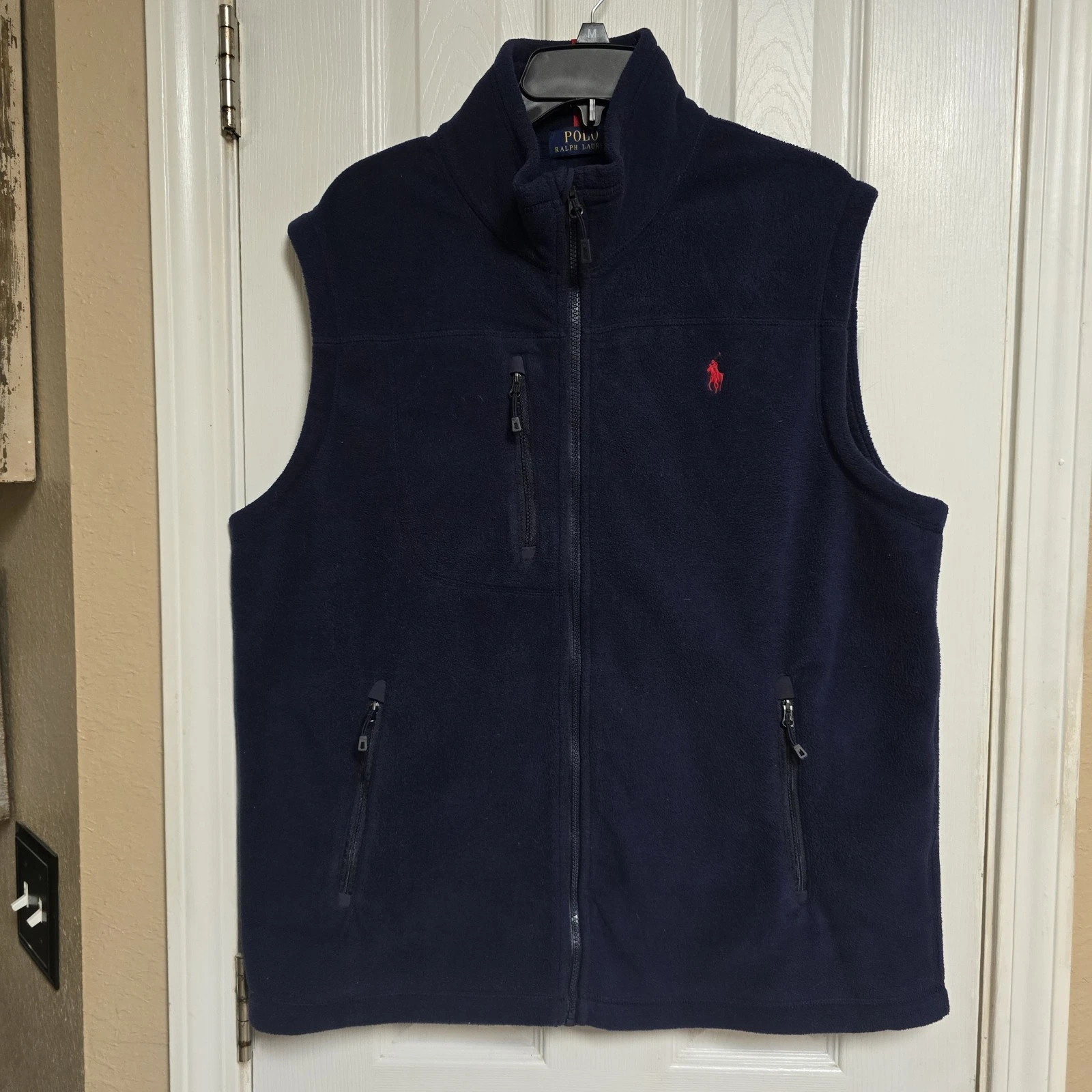 Polo Ralph Lauren Performance Vest Jacket Mens Large Blue Knit Fleece Full-Zip