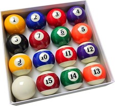 2-1/4" Pool Balls Billiard Set - 16 Resin Balls, Regulation Size Weight, Co...