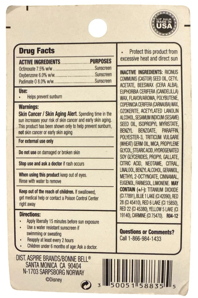 BONNE BELL Lip Balm Set #835 SUN SMACKER SPF 24 For Collecting Only DISNEY CARS - Image 2 of 4