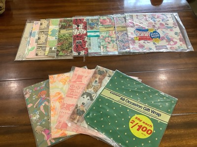 Vtg Gift Wrap Paper Lot 15 Pkgs Cut and Full Sheets Some Nos